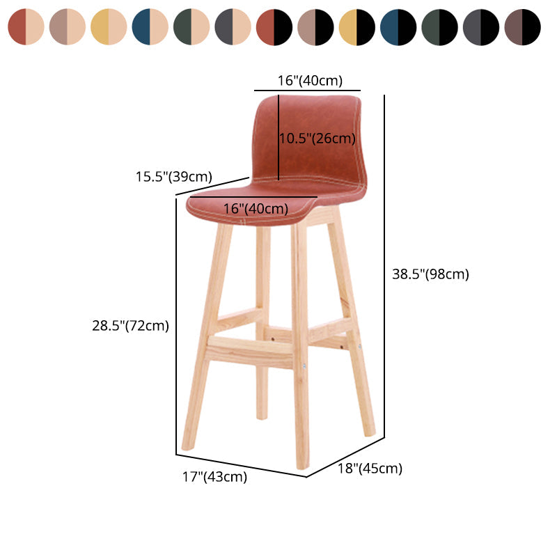 Coffee Shop Leather Bar Stool Footrest Low Back Counter Stool with Wood Legs Clearhalo 'Bar Furniture' 'Bar Stools' 'bar_stools' 'furn' 'furn_bar_stools' 'furniture_bar_stools' 'Kitchen & Dining Furniture' 'kitchen&dining_furn' 'kitchen' 'kitchen_furn' Furniture' 4250822