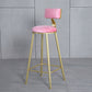 Velvet Glam Low Back Bar Stool Round Indoor Counter Stool with Gold Iron Legs Pink 1 Piece Clearhalo 'Bar Furniture' 'Bar Stools' 'bar_stools' 'furn' 'furn_bar_stools' 'furniture_bar_stools' 'Kitchen & Dining Furniture' 'kitchen&dining_furn' 'kitchen' 'kitchen_furn' Furniture' 4250824