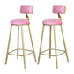 Velvet Glam Low Back Bar Stool Round Indoor Counter Stool with Gold Iron Legs Pink 2 Piece Set Clearhalo 'Bar Furniture' 'Bar Stools' 'bar_stools' 'furn' 'furn_bar_stools' 'furniture_bar_stools' 'Kitchen & Dining Furniture' 'kitchen&dining_furn' 'kitchen' 'kitchen_furn' Furniture' 4250826