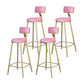 Velvet Glam Low Back Bar Stool Round Indoor Counter Stool with Gold Iron Legs Pink 4 Piece Set Clearhalo 'Bar Furniture' 'Bar Stools' 'bar_stools' 'furn' 'furn_bar_stools' 'furniture_bar_stools' 'Kitchen & Dining Furniture' 'kitchen&dining_furn' 'kitchen' 'kitchen_furn' Furniture' 4250828