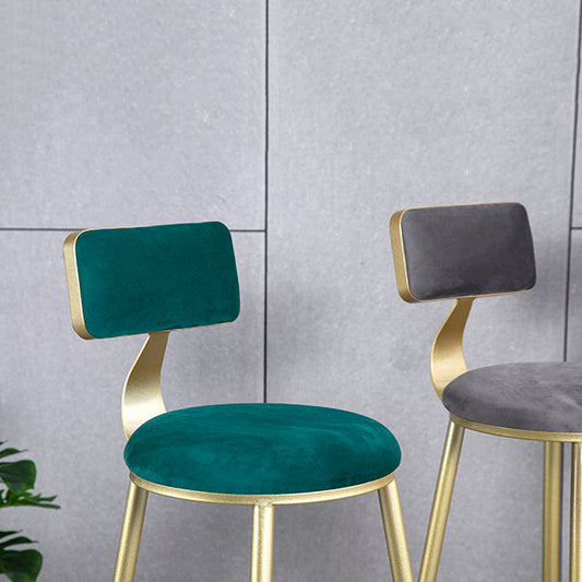 Velvet Glam Low Back Bar Stool Round Indoor Counter Stool with Gold Iron Legs Clearhalo 'Bar Furniture' 'Bar Stools' 'bar_stools' 'furn' 'furn_bar_stools' 'furniture_bar_stools' 'Kitchen & Dining Furniture' 'kitchen&dining_furn' 'kitchen' 'kitchen_furn' Furniture' 4250830
