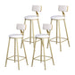 Velvet Glam Low Back Bar Stool Round Indoor Counter Stool with Gold Iron Legs White 4 Piece Set Clearhalo 'Bar Furniture' 'Bar Stools' 'bar_stools' 'furn' 'furn_bar_stools' 'furniture_bar_stools' 'Kitchen & Dining Furniture' 'kitchen&dining_furn' 'kitchen' 'kitchen_furn' Furniture' 4250848