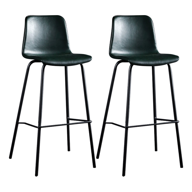 Contemporary Bar Stool Armless Leather Low Back Counter Chair with Footrest and Iron Base Green 2 Piece Set Clearhalo 'Bar Furniture' 'Bar Stools' 'bar_stools' 'furn' 'furn_bar_stools' 'furniture_bar_stools' 'Kitchen & Dining Furniture' 'kitchen&dining_furn' 'kitchen' 'kitchen_furn' Furniture' 4250853