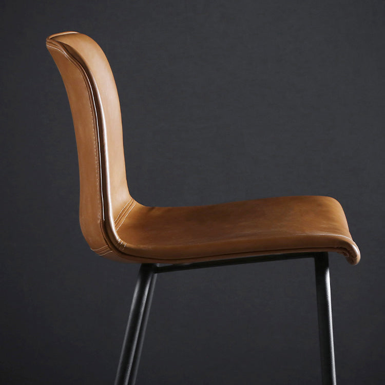 Contemporary Bar Stool Armless Leather Low Back Counter Chair with Footrest and Iron Base Clearhalo 'Bar Furniture' 'Bar Stools' 'bar_stools' 'furn' 'furn_bar_stools' 'furniture_bar_stools' 'Kitchen & Dining Furniture' 'kitchen&dining_furn' 'kitchen' 'kitchen_furn' Furniture' 4250857