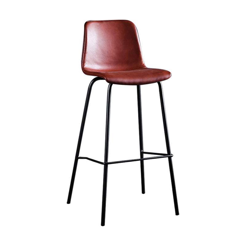 Contemporary Bar Stool Armless Leather Low Back Counter Chair with Footrest and Iron Base Clearhalo 'Bar Furniture' 'Bar Stools' 'bar_stools' 'furn' 'furn_bar_stools' 'furniture_bar_stools' 'Kitchen & Dining Furniture' 'kitchen&dining_furn' 'kitchen' 'kitchen_furn' Furniture' 4250860