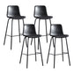 Contemporary Bar Stool Armless Leather Low Back Counter Chair with Footrest and Iron Base Black 4 Piece Set Clearhalo 'Bar Furniture' 'Bar Stools' 'bar_stools' 'furn' 'furn_bar_stools' 'furniture_bar_stools' 'Kitchen & Dining Furniture' 'kitchen&dining_furn' 'kitchen' 'kitchen_furn' Furniture' 4250862