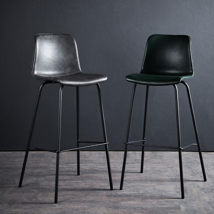 Contemporary Bar Stool Armless Leather Low Back Counter Chair with Footrest and Iron Base Clearhalo 'Bar Furniture' 'Bar Stools' 'bar_stools' 'furn' 'furn_bar_stools' 'furniture_bar_stools' 'Kitchen & Dining Furniture' 'kitchen&dining_furn' 'kitchen' 'kitchen_furn' Furniture' 4250865