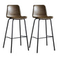 Contemporary Bar Stool Armless Leather Low Back Counter Chair with Footrest and Iron Base Dark Gray 2 Piece Set Clearhalo 'Bar Furniture' 'Bar Stools' 'bar_stools' 'furn' 'furn_bar_stools' 'furniture_bar_stools' 'Kitchen & Dining Furniture' 'kitchen&dining_furn' 'kitchen' 'kitchen_furn' Furniture' 4250866