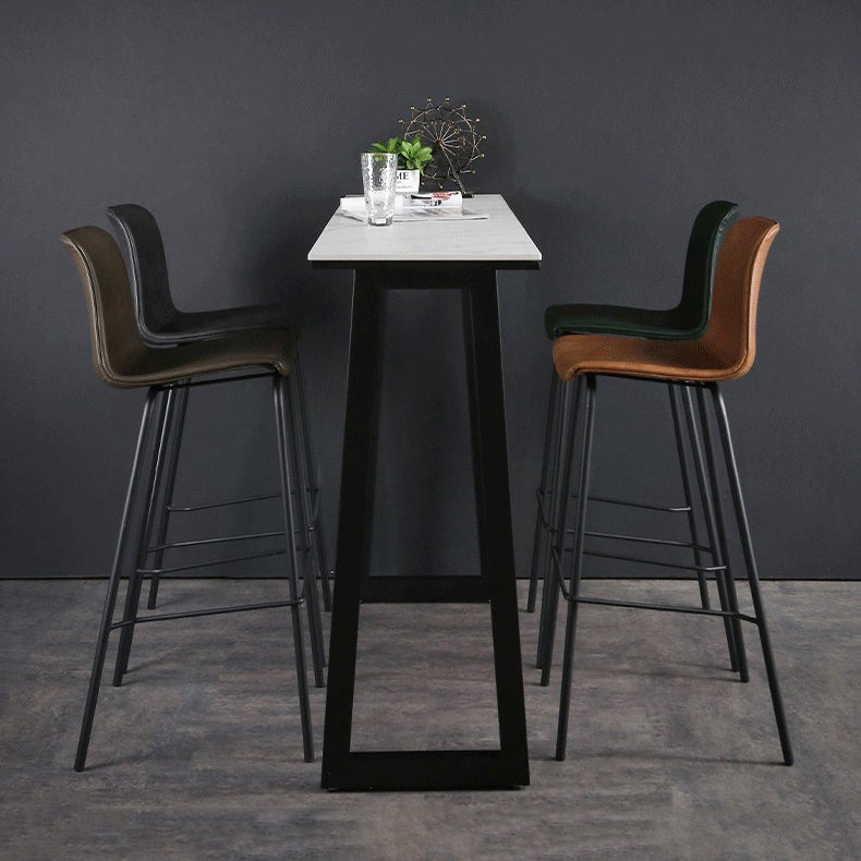 Contemporary Bar Stool Armless Leather Low Back Counter Chair with Footrest and Iron Base Clearhalo 'Bar Furniture' 'Bar Stools' 'bar_stools' 'furn' 'furn_bar_stools' 'furniture_bar_stools' 'Kitchen & Dining Furniture' 'kitchen&dining_furn' 'kitchen' 'kitchen_furn' Furniture' 4250867