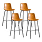 Contemporary Bar Stool Armless Leather Low Back Counter Chair with Footrest and Iron Base Brown 4 Piece Set Clearhalo 'Bar Furniture' 'Bar Stools' 'bar_stools' 'furn' 'furn_bar_stools' 'furniture_bar_stools' 'Kitchen & Dining Furniture' 'kitchen&dining_furn' 'kitchen' 'kitchen_furn' Furniture' 4250873
