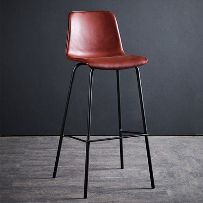 Contemporary Bar Stool Armless Leather Low Back Counter Chair with Footrest and Iron Base Red 1 Piece Clearhalo 'Bar Furniture' 'Bar Stools' 'bar_stools' 'furn' 'furn_bar_stools' 'furniture_bar_stools' 'Kitchen & Dining Furniture' 'kitchen&dining_furn' 'kitchen' 'kitchen_furn' Furniture' 4250875