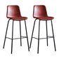 Contemporary Bar Stool Armless Leather Low Back Counter Chair with Footrest and Iron Base Red 2 Piece Set Clearhalo 'Bar Furniture' 'Bar Stools' 'bar_stools' 'furn' 'furn_bar_stools' 'furniture_bar_stools' 'Kitchen & Dining Furniture' 'kitchen&dining_furn' 'kitchen' 'kitchen_furn' Furniture' 4250877