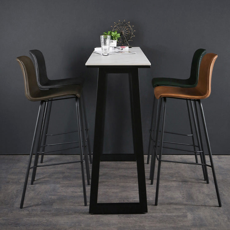 Contemporary Bar Stool Armless Leather Low Back Counter Chair with Footrest and Iron Base Clearhalo 'Bar Furniture' 'Bar Stools' 'bar_stools' 'furn' 'furn_bar_stools' 'furniture_bar_stools' 'Kitchen & Dining Furniture' 'kitchen&dining_furn' 'kitchen' 'kitchen_furn' Furniture' 4250880