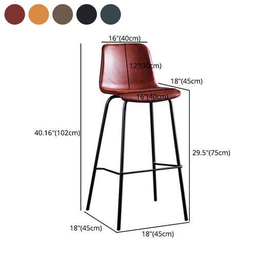 Contemporary Bar Stool Armless Leather Low Back Counter Chair with Footrest and Iron Base Clearhalo 'Bar Furniture' 'Bar Stools' 'bar_stools' 'furn' 'furn_bar_stools' 'furniture_bar_stools' 'Kitchen & Dining Furniture' 'kitchen&dining_furn' 'kitchen' 'kitchen_furn' Furniture' 4250882