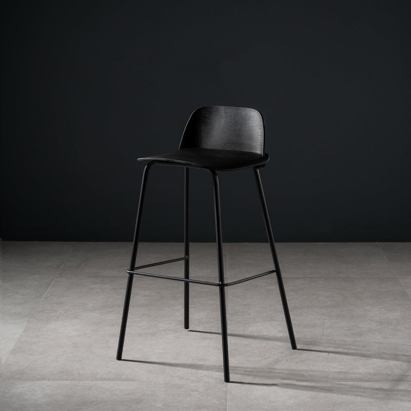 Contemporary Bar Stool Armless Plastic Low Back Counter Chair with Iron Base Black 1 Piece Bar Stool(30"H) Clearhalo 'Bar Furniture' 'Bar Stools' 'bar_stools' 'furn' 'furn_bar_stools' 'furniture_bar_stools' 'Kitchen & Dining Furniture' 'kitchen&dining_furn' 'kitchen' 'kitchen_furn' Furniture' 4250889