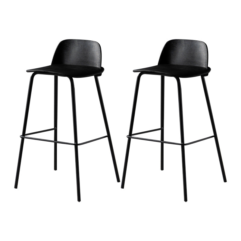 Contemporary Bar Stool Armless Plastic Low Back Counter Chair with Iron Base Black 2 Piece Set Bar Stool(30"H) Clearhalo 'Bar Furniture' 'Bar Stools' 'bar_stools' 'furn' 'furn_bar_stools' 'furniture_bar_stools' 'Kitchen & Dining Furniture' 'kitchen&dining_furn' 'kitchen' 'kitchen_furn' Furniture' 4250891