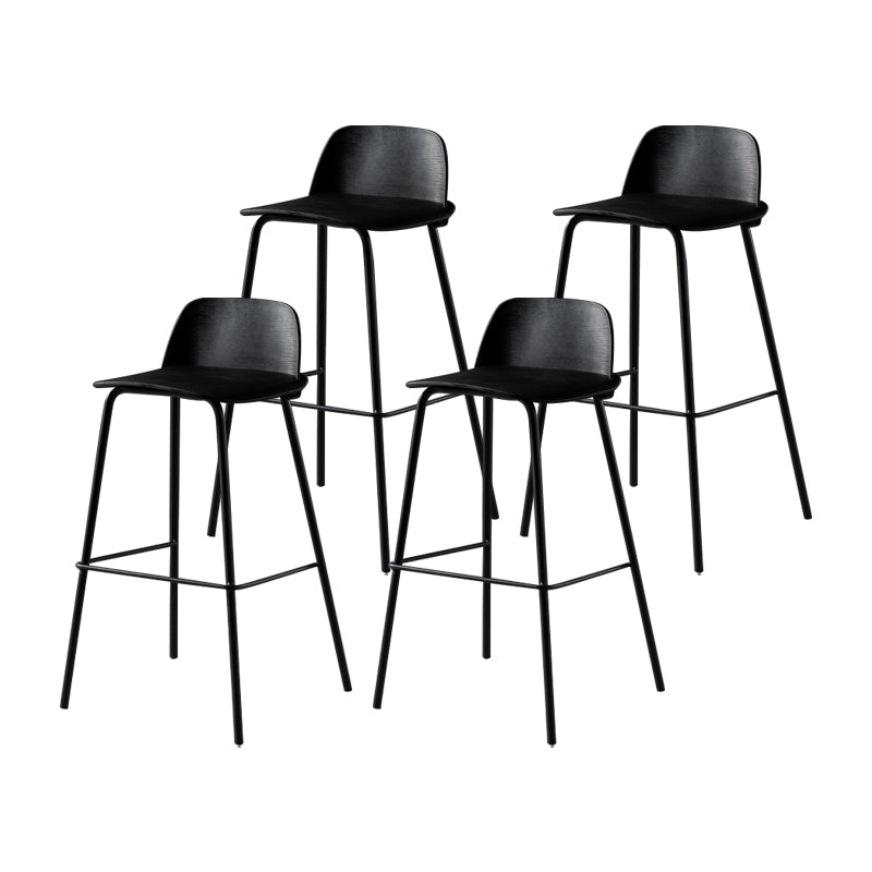 Contemporary Bar Stool Armless Plastic Low Back Counter Chair with Iron Base Black 4 Piece Set Bar Stool(30"H) Clearhalo 'Bar Furniture' 'Bar Stools' 'bar_stools' 'furn' 'furn_bar_stools' 'furniture_bar_stools' 'Kitchen & Dining Furniture' 'kitchen&dining_furn' 'kitchen' 'kitchen_furn' Furniture' 4250893