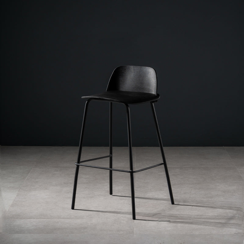 Contemporary Bar Stool Armless Plastic Low Back Counter Chair with Iron Base Black 1 Piece Counter Stool(26"H) Clearhalo 'Bar Furniture' 'Bar Stools' 'bar_stools' 'furn' 'furn_bar_stools' 'furniture_bar_stools' 'Kitchen & Dining Furniture' 'kitchen&dining_furn' 'kitchen' 'kitchen_furn' Furniture' 4250895