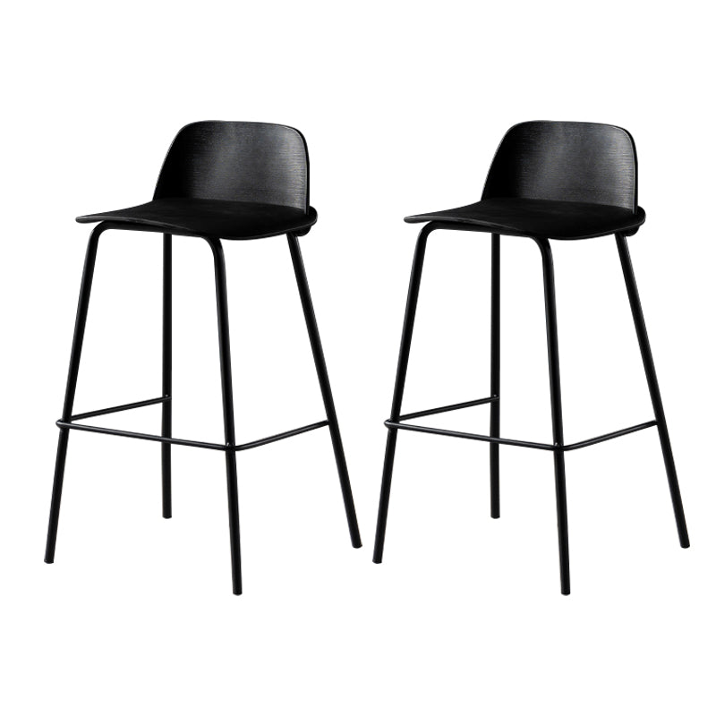 Contemporary Bar Stool Armless Plastic Low Back Counter Chair with Iron Base Black 2 Piece Set Counter Stool(26"H) Clearhalo 'Bar Furniture' 'Bar Stools' 'bar_stools' 'furn' 'furn_bar_stools' 'furniture_bar_stools' 'Kitchen & Dining Furniture' 'kitchen&dining_furn' 'kitchen' 'kitchen_furn' Furniture' 4250898