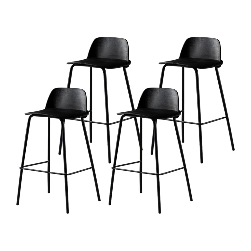 Contemporary Bar Stool Armless Plastic Low Back Counter Chair with Iron Base Black 4 Piece Set Counter Stool(26"H) Clearhalo 'Bar Furniture' 'Bar Stools' 'bar_stools' 'furn' 'furn_bar_stools' 'furniture_bar_stools' 'Kitchen & Dining Furniture' 'kitchen&dining_furn' 'kitchen' 'kitchen_furn' Furniture' 4250900
