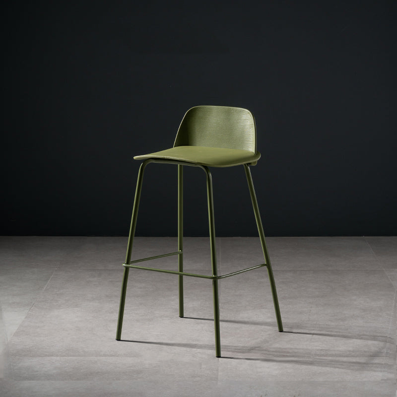 Contemporary Bar Stool Armless Plastic Low Back Counter Chair with Iron Base Green 1 Piece Counter Stool(26"H) Clearhalo 'Bar Furniture' 'Bar Stools' 'bar_stools' 'furn' 'furn_bar_stools' 'furniture_bar_stools' 'Kitchen & Dining Furniture' 'kitchen&dining_furn' 'kitchen' 'kitchen_furn' Furniture' 4250901