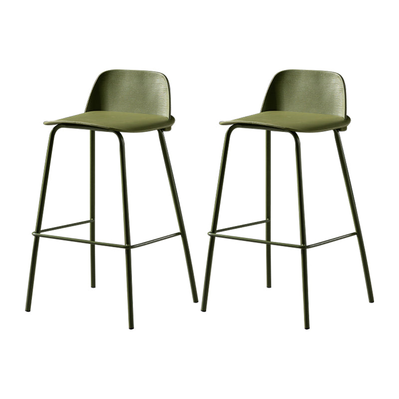 Contemporary Bar Stool Armless Plastic Low Back Counter Chair with Iron Base Green 2 Piece Set Counter Stool(26"H) Clearhalo 'Bar Furniture' 'Bar Stools' 'bar_stools' 'furn' 'furn_bar_stools' 'furniture_bar_stools' 'Kitchen & Dining Furniture' 'kitchen&dining_furn' 'kitchen' 'kitchen_furn' Furniture' 4250903