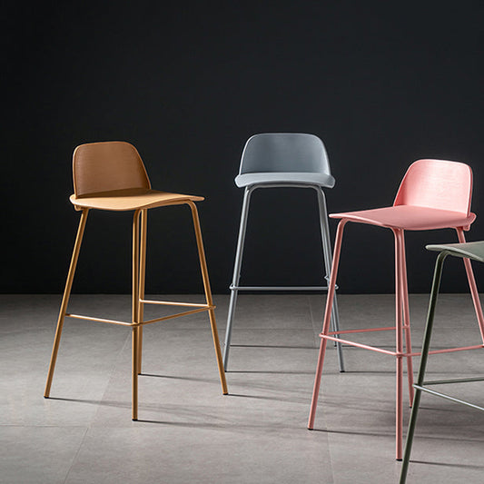 Contemporary Bar Stool Armless Plastic Low Back Counter Chair with Iron Base Clearhalo 'Bar Furniture' 'Bar Stools' 'bar_stools' 'furn' 'furn_bar_stools' 'furniture_bar_stools' 'Kitchen & Dining Furniture' 'kitchen&dining_furn' 'kitchen' 'kitchen_furn' Furniture' 4250904