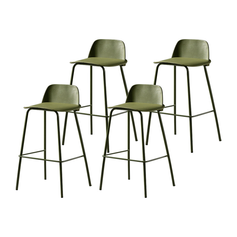 Contemporary Bar Stool Armless Plastic Low Back Counter Chair with Iron Base Green 4 Piece Set Counter Stool(26"H) Clearhalo 'Bar Furniture' 'Bar Stools' 'bar_stools' 'furn' 'furn_bar_stools' 'furniture_bar_stools' 'Kitchen & Dining Furniture' 'kitchen&dining_furn' 'kitchen' 'kitchen_furn' Furniture' 4250906