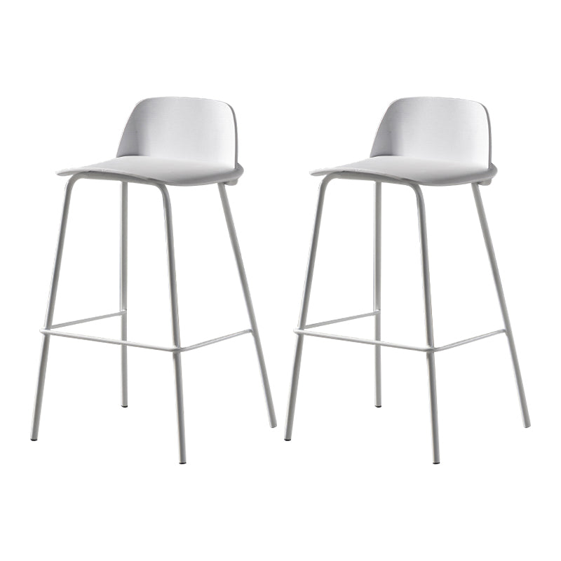 Contemporary Bar Stool Armless Plastic Low Back Counter Chair with Iron Base White 2 Piece Set Counter Stool(26"H) Clearhalo 'Bar Furniture' 'Bar Stools' 'bar_stools' 'furn' 'furn_bar_stools' 'furniture_bar_stools' 'Kitchen & Dining Furniture' 'kitchen&dining_furn' 'kitchen' 'kitchen_furn' Furniture' 4250909