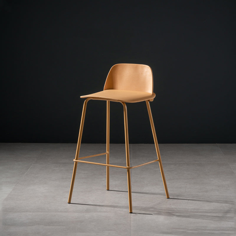 Contemporary Bar Stool Armless Plastic Low Back Counter Chair with Iron Base Orange 1 Piece Counter Stool(26"H) Clearhalo 'Bar Furniture' 'Bar Stools' 'bar_stools' 'furn' 'furn_bar_stools' 'furniture_bar_stools' 'Kitchen & Dining Furniture' 'kitchen&dining_furn' 'kitchen' 'kitchen_furn' Furniture' 4250913