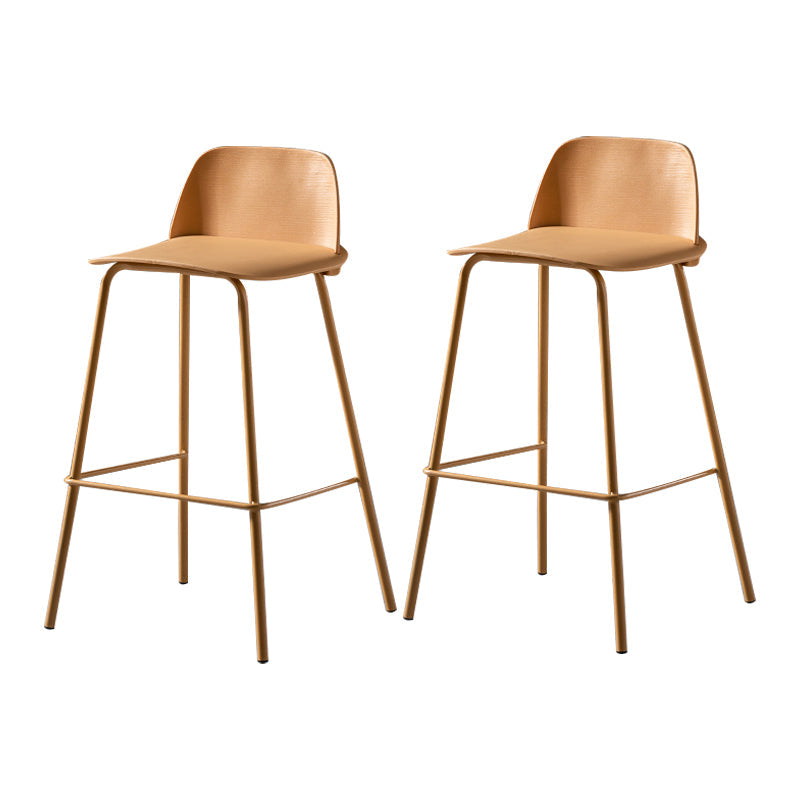 Contemporary Bar Stool Armless Plastic Low Back Counter Chair with Iron Base Orange 2 Piece Set Counter Stool(26"H) Clearhalo 'Bar Furniture' 'Bar Stools' 'bar_stools' 'furn' 'furn_bar_stools' 'furniture_bar_stools' 'Kitchen & Dining Furniture' 'kitchen&dining_furn' 'kitchen' 'kitchen_furn' Furniture' 4250914