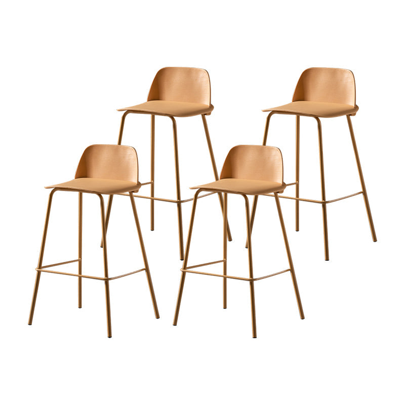 Contemporary Bar Stool Armless Plastic Low Back Counter Chair with Iron Base Orange 4 Piece Set Counter Stool(26"H) Clearhalo 'Bar Furniture' 'Bar Stools' 'bar_stools' 'furn' 'furn_bar_stools' 'furniture_bar_stools' 'Kitchen & Dining Furniture' 'kitchen&dining_furn' 'kitchen' 'kitchen_furn' Furniture' 4250915