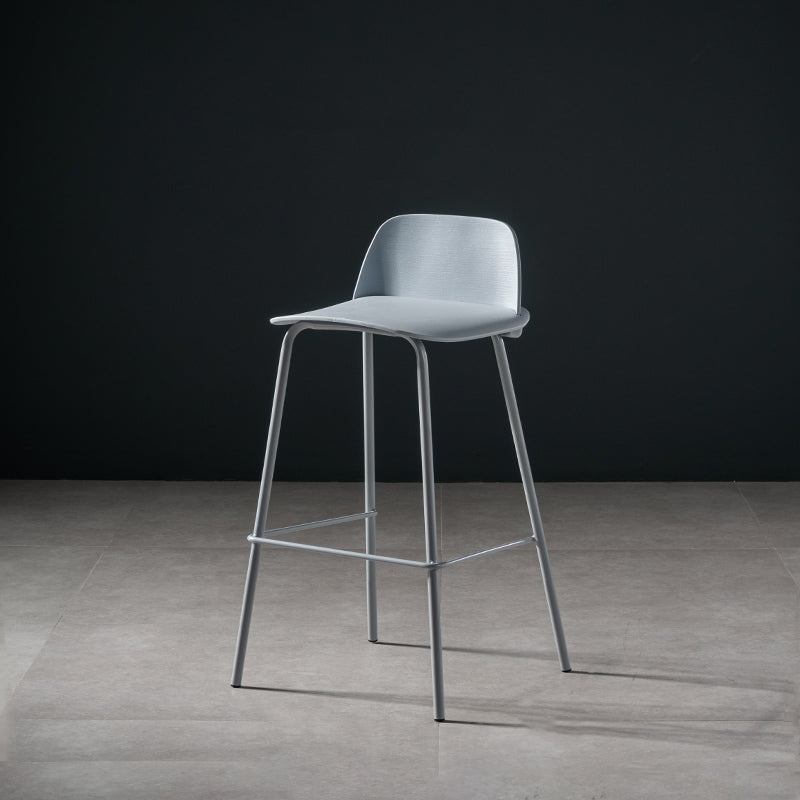 Contemporary Bar Stool Armless Plastic Low Back Counter Chair with Iron Base Blue 1 Piece Counter Stool(26"H) Clearhalo 'Bar Furniture' 'Bar Stools' 'bar_stools' 'furn' 'furn_bar_stools' 'furniture_bar_stools' 'Kitchen & Dining Furniture' 'kitchen&dining_furn' 'kitchen' 'kitchen_furn' Furniture' 4250916