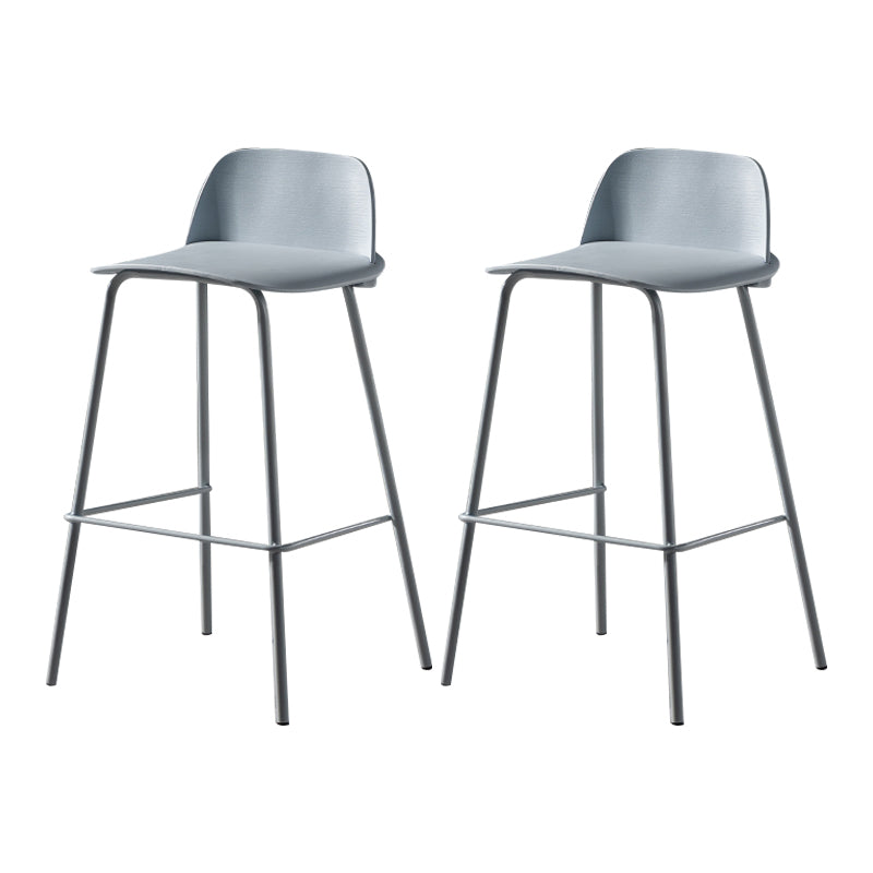 Contemporary Bar Stool Armless Plastic Low Back Counter Chair with Iron Base Blue 2 Piece Set Counter Stool(26"H) Clearhalo 'Bar Furniture' 'Bar Stools' 'bar_stools' 'furn' 'furn_bar_stools' 'furniture_bar_stools' 'Kitchen & Dining Furniture' 'kitchen&dining_furn' 'kitchen' 'kitchen_furn' Furniture' 4250917
