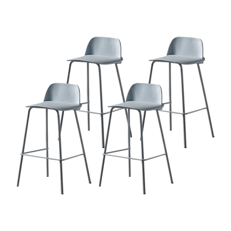 Contemporary Bar Stool Armless Plastic Low Back Counter Chair with Iron Base Blue 4 Piece Set Counter Stool(26"H) Clearhalo 'Bar Furniture' 'Bar Stools' 'bar_stools' 'furn' 'furn_bar_stools' 'furniture_bar_stools' 'Kitchen & Dining Furniture' 'kitchen&dining_furn' 'kitchen' 'kitchen_furn' Furniture' 4250918