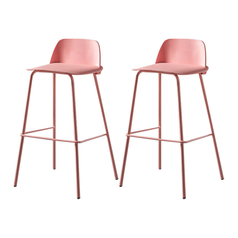 Contemporary Bar Stool Armless Plastic Low Back Counter Chair with Iron Base Pink 2 Piece Set Bar Stool(30"H) Clearhalo 'Bar Furniture' 'Bar Stools' 'bar_stools' 'furn' 'furn_bar_stools' 'furniture_bar_stools' 'Kitchen & Dining Furniture' 'kitchen&dining_furn' 'kitchen' 'kitchen_furn' Furniture' 4250920