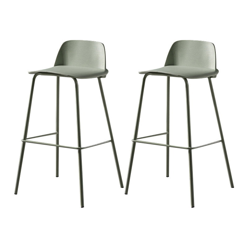Contemporary Bar Stool Armless Plastic Low Back Counter Chair with Iron Base Gray-Green 2 Piece Set Bar Stool(30"H) Clearhalo 'Bar Furniture' 'Bar Stools' 'bar_stools' 'furn' 'furn_bar_stools' 'furniture_bar_stools' 'Kitchen & Dining Furniture' 'kitchen&dining_furn' 'kitchen' 'kitchen_furn' Furniture' 4250923
