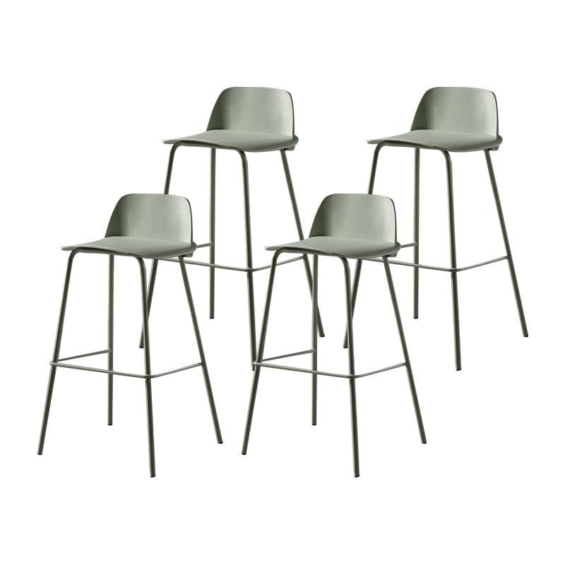 Contemporary Bar Stool Armless Plastic Low Back Counter Chair with Iron Base Gray-Green 4 Piece Set Bar Stool(30"H) Clearhalo 'Bar Furniture' 'Bar Stools' 'bar_stools' 'furn' 'furn_bar_stools' 'furniture_bar_stools' 'Kitchen & Dining Furniture' 'kitchen&dining_furn' 'kitchen' 'kitchen_furn' Furniture' 4250924