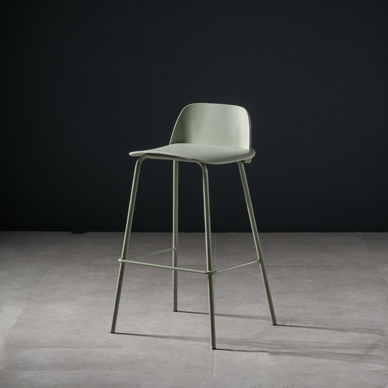 Contemporary Bar Stool Armless Plastic Low Back Counter Chair with Iron Base Gray-Green 1 Piece Counter Stool(26"H) Clearhalo 'Bar Furniture' 'Bar Stools' 'bar_stools' 'furn' 'furn_bar_stools' 'furniture_bar_stools' 'Kitchen & Dining Furniture' 'kitchen&dining_furn' 'kitchen' 'kitchen_furn' Furniture' 4250925