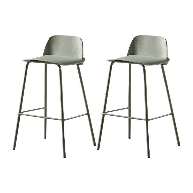 Contemporary Bar Stool Armless Plastic Low Back Counter Chair with Iron Base Gray-Green 2 Piece Set Counter Stool(26"H) Clearhalo 'Bar Furniture' 'Bar Stools' 'bar_stools' 'furn' 'furn_bar_stools' 'furniture_bar_stools' 'Kitchen & Dining Furniture' 'kitchen&dining_furn' 'kitchen' 'kitchen_furn' Furniture' 4250926