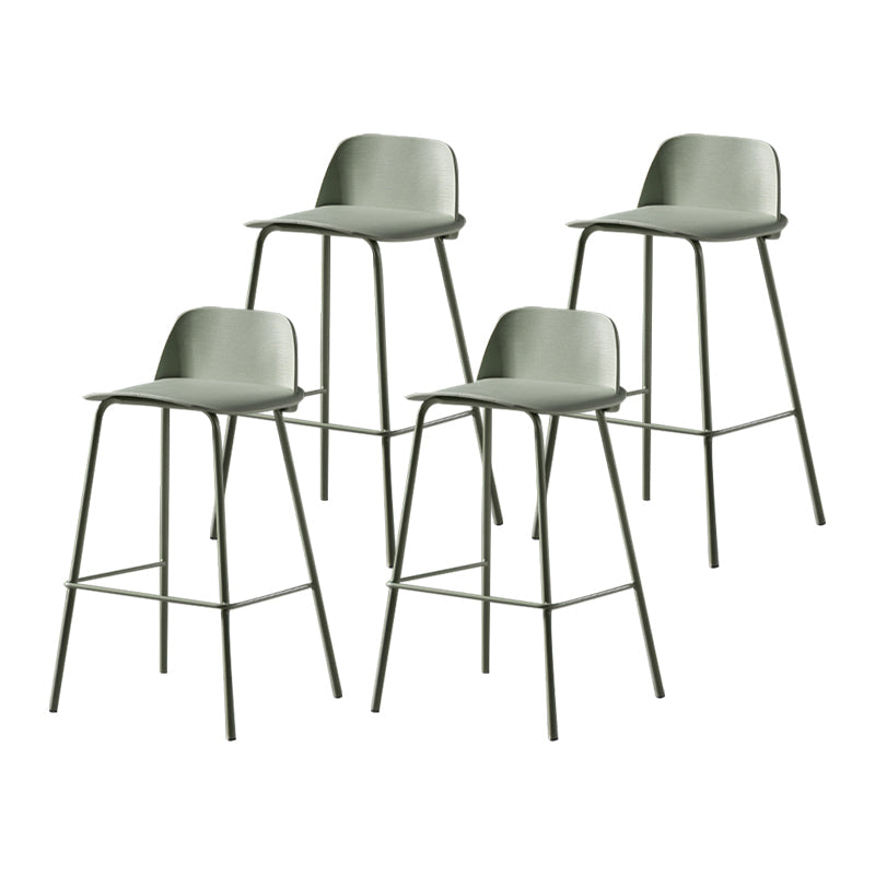 Contemporary Bar Stool Armless Plastic Low Back Counter Chair with Iron Base Gray-Green 4 Piece Set Counter Stool(26"H) Clearhalo 'Bar Furniture' 'Bar Stools' 'bar_stools' 'furn' 'furn_bar_stools' 'furniture_bar_stools' 'Kitchen & Dining Furniture' 'kitchen&dining_furn' 'kitchen' 'kitchen_furn' Furniture' 4250927