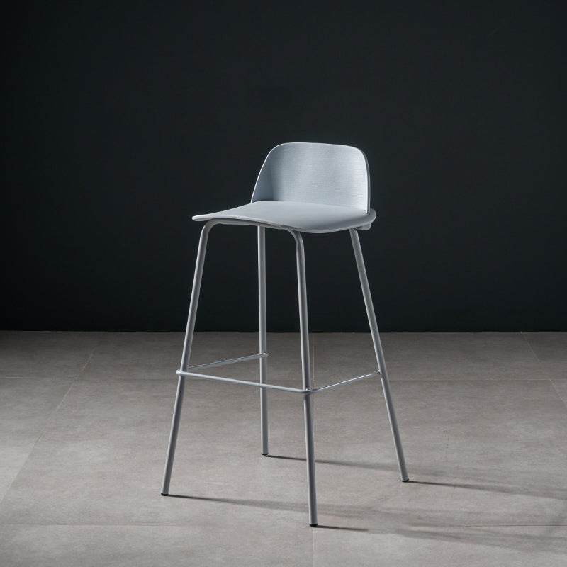 Contemporary Bar Stool Armless Plastic Low Back Counter Chair with Iron Base Blue 1 Piece Bar Stool(30"H) Clearhalo 'Bar Furniture' 'Bar Stools' 'bar_stools' 'furn' 'furn_bar_stools' 'furniture_bar_stools' 'Kitchen & Dining Furniture' 'kitchen&dining_furn' 'kitchen' 'kitchen_furn' Furniture' 4250928