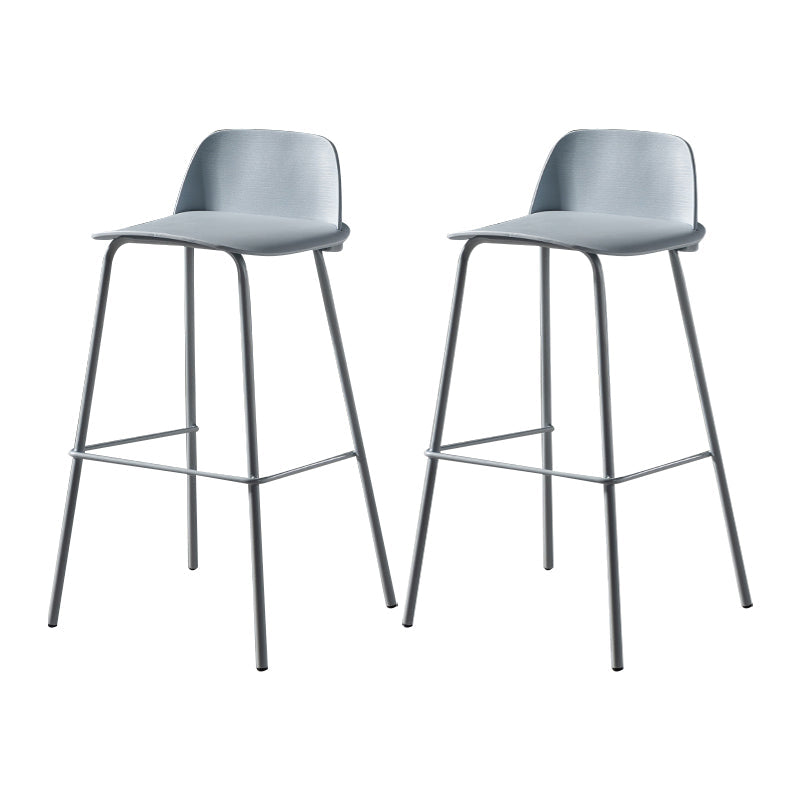 Contemporary Bar Stool Armless Plastic Low Back Counter Chair with Iron Base Blue 2 Piece Set Bar Stool(30"H) Clearhalo 'Bar Furniture' 'Bar Stools' 'bar_stools' 'furn' 'furn_bar_stools' 'furniture_bar_stools' 'Kitchen & Dining Furniture' 'kitchen&dining_furn' 'kitchen' 'kitchen_furn' Furniture' 4250929