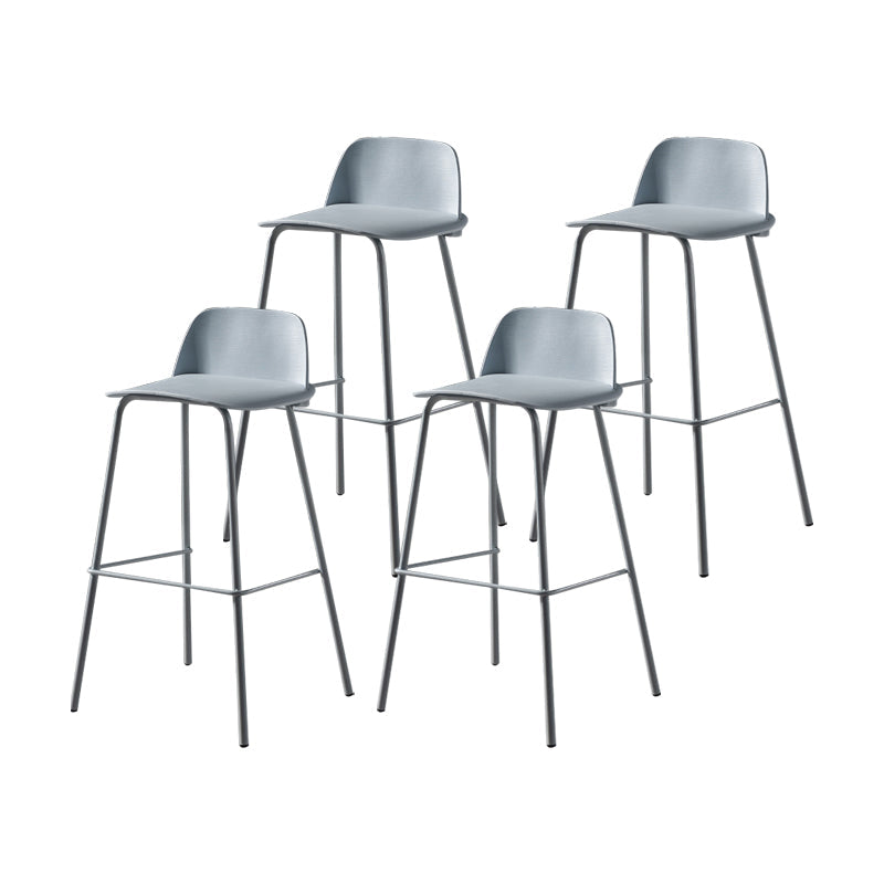 Contemporary Bar Stool Armless Plastic Low Back Counter Chair with Iron Base Blue 4 Piece Set Bar Stool(30"H) Clearhalo 'Bar Furniture' 'Bar Stools' 'bar_stools' 'furn' 'furn_bar_stools' 'furniture_bar_stools' 'Kitchen & Dining Furniture' 'kitchen&dining_furn' 'kitchen' 'kitchen_furn' Furniture' 4250930