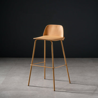 Contemporary Bar Stool Armless Plastic Low Back Counter Chair with Iron Base Orange 1 Piece Bar Stool(30"H) Clearhalo 'Bar Furniture' 'Bar Stools' 'bar_stools' 'furn' 'furn_bar_stools' 'furniture_bar_stools' 'Kitchen & Dining Furniture' 'kitchen&dining_furn' 'kitchen' 'kitchen_furn' Furniture' 4250931