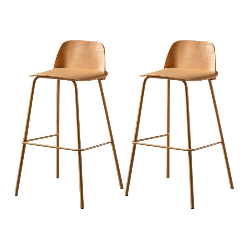 Contemporary Bar Stool Armless Plastic Low Back Counter Chair with Iron Base Orange 2 Piece Set Bar Stool(30"H) Clearhalo 'Bar Furniture' 'Bar Stools' 'bar_stools' 'furn' 'furn_bar_stools' 'furniture_bar_stools' 'Kitchen & Dining Furniture' 'kitchen&dining_furn' 'kitchen' 'kitchen_furn' Furniture' 4250932