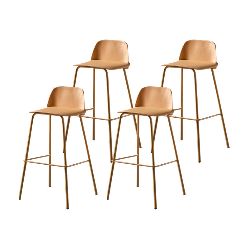 Contemporary Bar Stool Armless Plastic Low Back Counter Chair with Iron Base Orange 4 Piece Set Bar Stool(30"H) Clearhalo 'Bar Furniture' 'Bar Stools' 'bar_stools' 'furn' 'furn_bar_stools' 'furniture_bar_stools' 'Kitchen & Dining Furniture' 'kitchen&dining_furn' 'kitchen' 'kitchen_furn' Furniture' 4250933