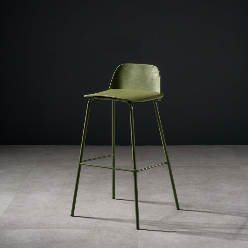 Contemporary Bar Stool Armless Plastic Low Back Counter Chair with Iron Base Green 1 Piece Bar Stool(30"H) Clearhalo 'Bar Furniture' 'Bar Stools' 'bar_stools' 'furn' 'furn_bar_stools' 'furniture_bar_stools' 'Kitchen & Dining Furniture' 'kitchen&dining_furn' 'kitchen' 'kitchen_furn' Furniture' 4250934
