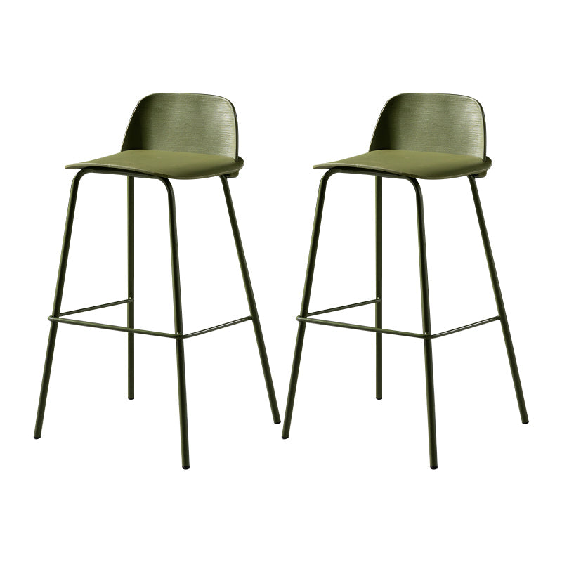 Contemporary Bar Stool Armless Plastic Low Back Counter Chair with Iron Base Green 2 Piece Set Bar Stool(30"H) Clearhalo 'Bar Furniture' 'Bar Stools' 'bar_stools' 'furn' 'furn_bar_stools' 'furniture_bar_stools' 'Kitchen & Dining Furniture' 'kitchen&dining_furn' 'kitchen' 'kitchen_furn' Furniture' 4250935