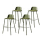 Contemporary Bar Stool Armless Plastic Low Back Counter Chair with Iron Base Green 4 Piece Set Bar Stool(30"H) Clearhalo 'Bar Furniture' 'Bar Stools' 'bar_stools' 'furn' 'furn_bar_stools' 'furniture_bar_stools' 'Kitchen & Dining Furniture' 'kitchen&dining_furn' 'kitchen' 'kitchen_furn' Furniture' 4250936